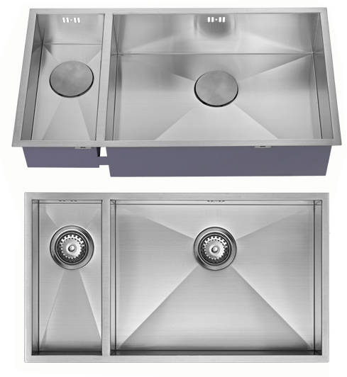 Additional image for Undermounted Two Bowl Kitchen Sink With Kit (Satin, 755x400mm).