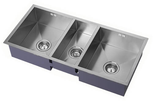 Additional image for Undermounted Three Bowl Kitchen Sink With Kit (Satin, 920x400).