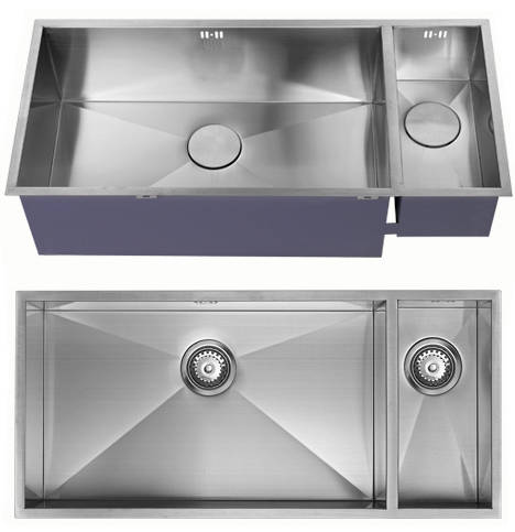 Additional image for Undermounted Two Bowl Kitchen Sink With Kit (Satin, 905x400mm).