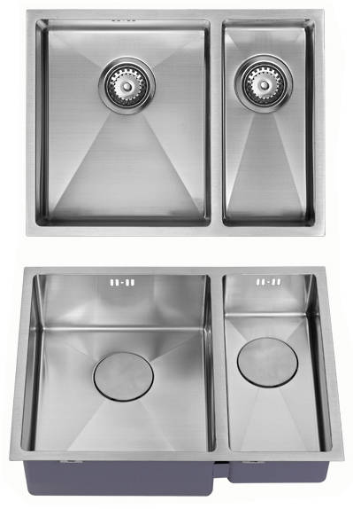 Additional image for Undermounted Two Bowl Kitchen Sink With Kit (Satin, 585x440mm).