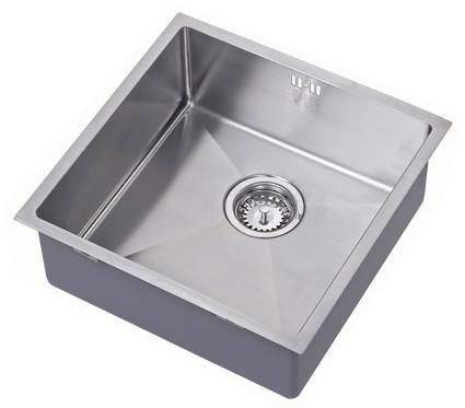 Additional image for Undermounted Kitchen Sink With Plumbing Kit (Satin, 400x400mm).