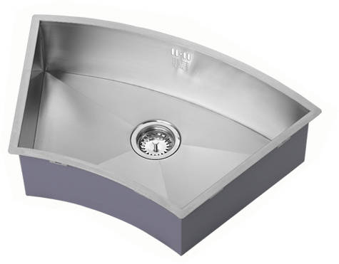 Additional image for Undermounted Curved Kitchen Sink With Kit (Satin, 727x455mm).