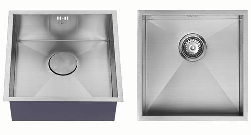 Additional image for Undermounted Kitchen Sink With Plumbing Kit (Satin, 400x400mm).