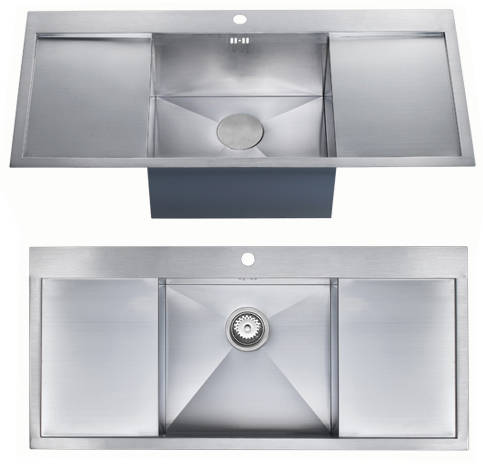 Additional image for Overmounted Inset Kitchen Sink With Drainers (Satin, 1100x510mm).