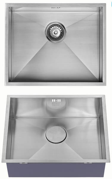 Additional image for Undermounted Kitchen Sink With Plumbing Kit (Satin, 500x400mm).