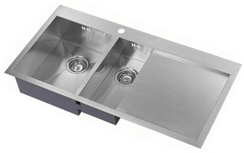 Additional image for Overmounted Kitchen Sink, Right Hand Drainer (Satin, 1000x510).