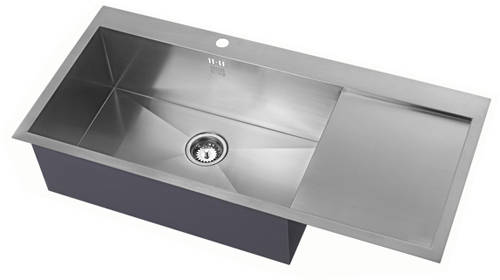 Additional image for Overmounted Kitchen Sink, Right Hand Drainer (Satin, 1100x510).