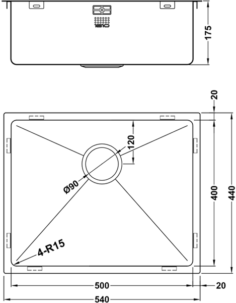 Additional image for Zen15 PVD 500U Undermount Kitchen Sink (500x400mm, Copper).