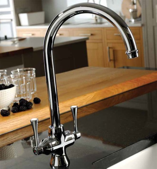 Additional image for Gosford Twin Lever Kitchen Tap (Chrome).
