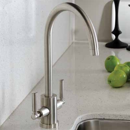 Additional image for Atlas Twin Lever Kitchen Tap With Swivel Spout (Brushed Nickel).