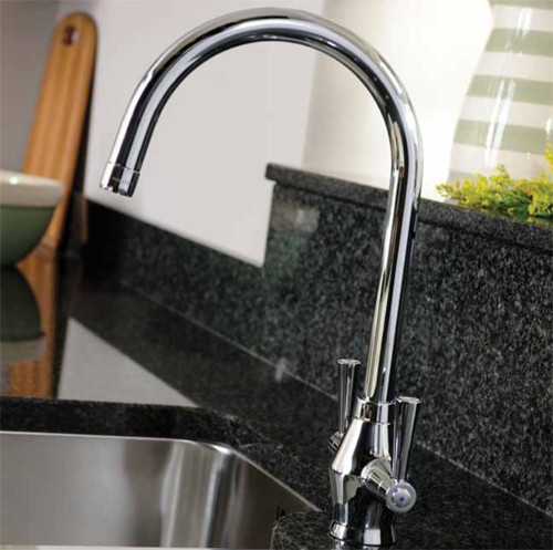 Additional image for Astral Dual Lever Kitchen Tap With Swivel Spout (Chrome).