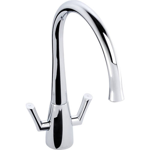Additional image for Fluid Twin Lever Kitchen Tap With Swivel Spout (Chrome).