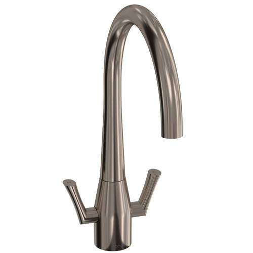 Additional image for Fluid Twin Lever Kitchen Tap With Swivel Spout (Brushed Nickel).