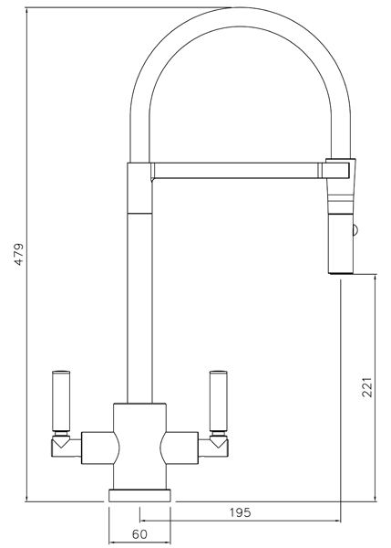 Additional image for Atlas Professional Kitchen Tap (Chrome & Black).