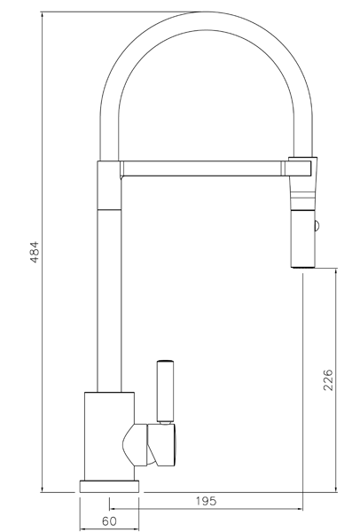 Additional image for Atlas Professional Kitchen Tap With Lever Handle (Chrome & Black).