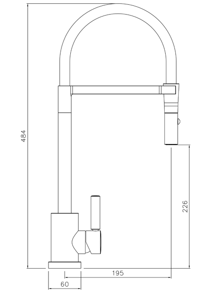 Additional image for Atlas Professional Kitchen Tap With Lever Handle (Brushed Nickel).