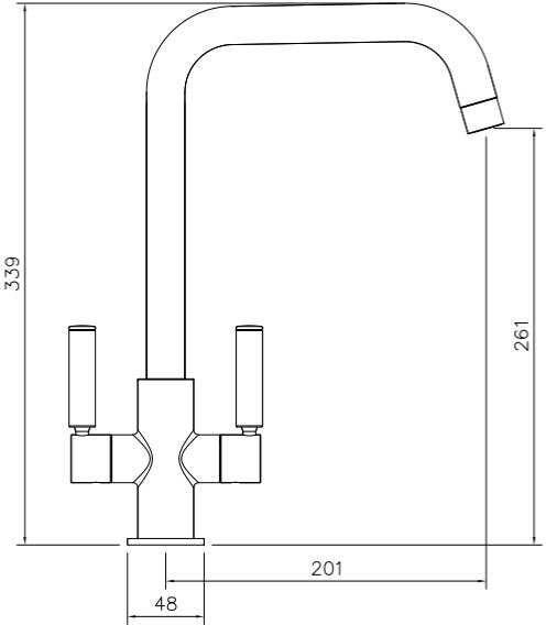 Additional image for Globe Quad Monobloc Kitchen Tap (Brushed Brass).