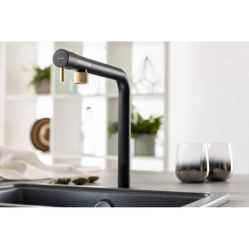 Additional image for Agilis Single Lever Kitchen Tap (Matt Black & Brushed Brass).