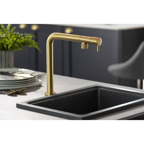 Additional image for Agilis Single Lever Kitchen Tap (Brushed Brass).