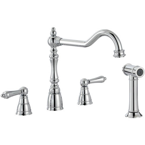 Additional image for 4 Hole Kitchen Tap With Handspray (Chrome).
