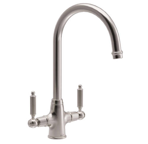 Additional image for Ornate Twin Lever Kitchen Tap (Brushed Nickel).