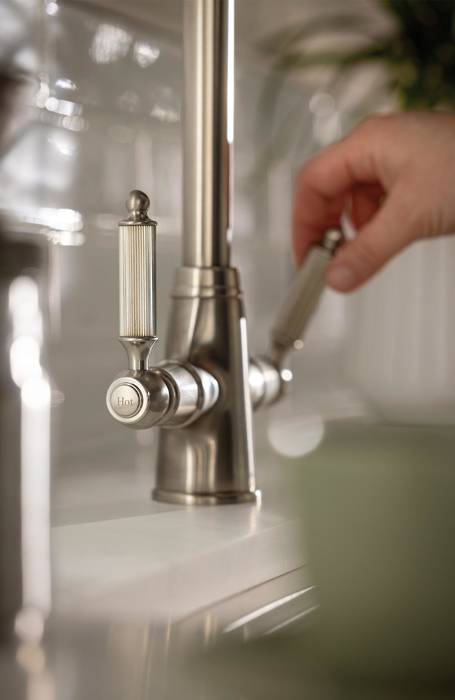 Additional image for Ornate Twin Lever Kitchen Tap (Brushed Nickel).
