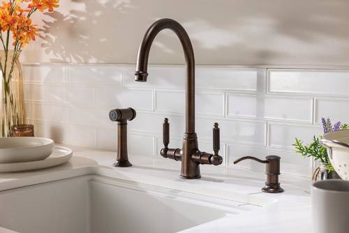 Additional image for Ornate Twin Lever Kitchen Tap (Dark Bronze).