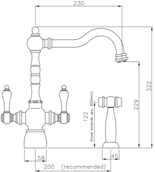 Additional image for Bayenne Monobloc Kitchen Tap With Handspray (Chrome).