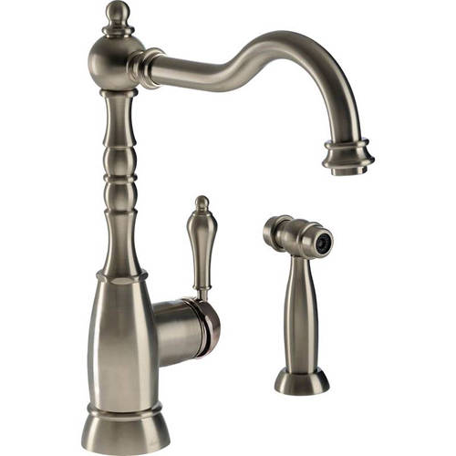 Additional image for Bayenne Single Lever Kitchen Tap With Handspray (Pewter).