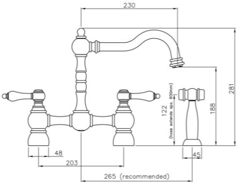 Additional image for Bayenne Bridge Kitchen Tap With Handspray (Pewter).