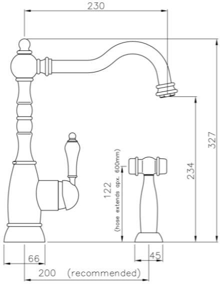 Additional image for Bayenne Single Lever Kitchen Tap With Handspray (Cen Copper).