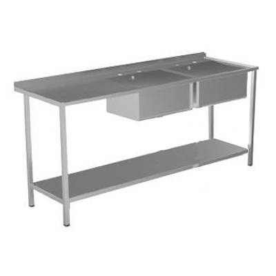 Additional image for Catering Sink, LH Drainer, 2 Bowls & Legs 1800mm (S Steel).