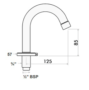 Additional image for Knee Operated Timed Flow Valve & Curved Spout (Exposed).