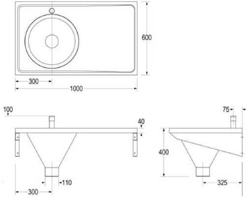 Additional image for Hospital Sluice Sink With Plain Top (LH, Stainless Steel).