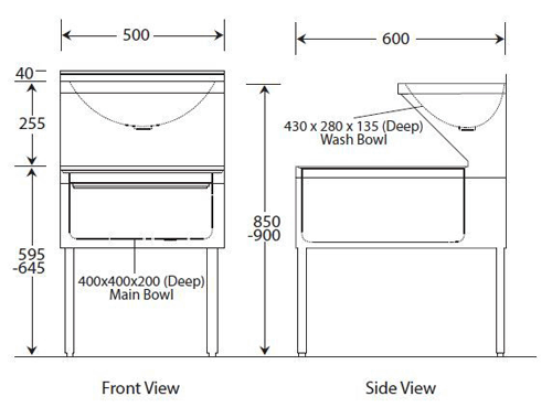 Additional image for Hospital Janitorial Sink With Legs & Mixer Tap 500mm (S Steel).