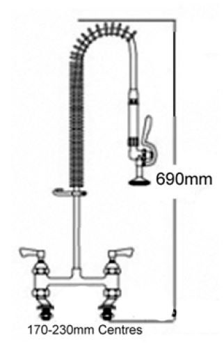 Additional image for Short Pre Rinse Twin Catering Tap (Chrome).