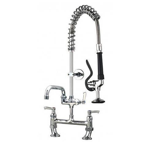 Additional image for Short Pre Rinse Twin Catering Tap With 16" Pot Filler (Chrome).