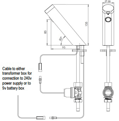 Additional image for 2 x Deck Mounted E Sensor Tap Kit (Battery Powered).