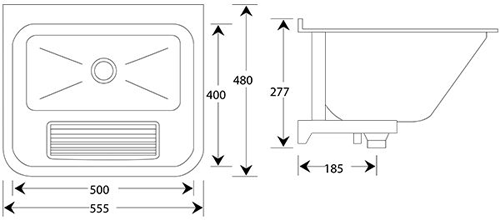 Additional image for Small Wall Mounted Utility Sink 555mm (Stainless Steel).