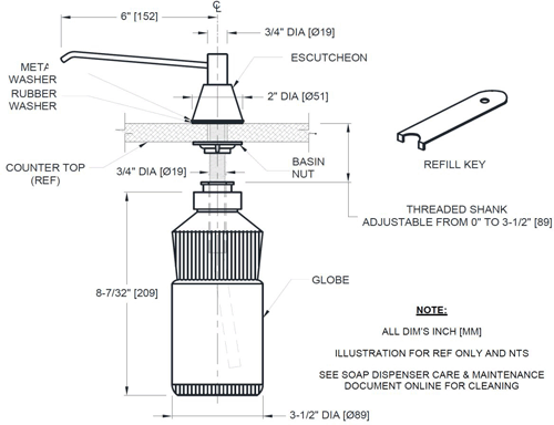 Additional image for Countertop Liquid Soap Dispenser 0.9L (152mm Spout, Chrome).