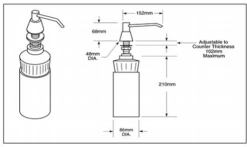 Additional image for Countertop Liquid Soap Dispenser 0.9L (152mm Spout, Chrome).