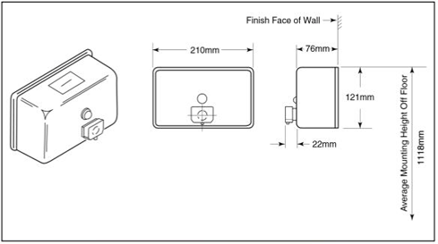 Additional image for Liquid Soap Dispenser 1.2L (Stainless Steel, Horizontal).