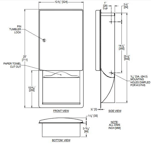 Additional image for Designer Recessed Paper Towel Dispenser (Stainless Steel).
