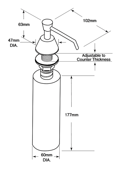 Additional image for Countertop Liquid Soap Dispenser 0.6L (102mm Spout, Chrome).