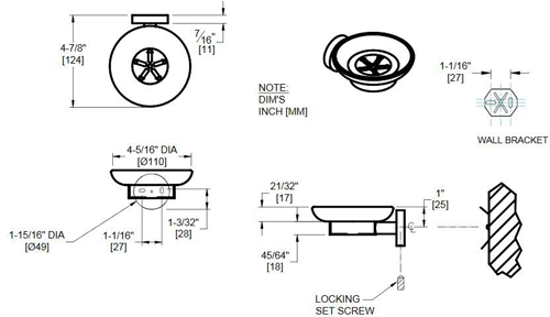 Additional image for Glass Soap Dish & Wall Mount (Stainless Steel).