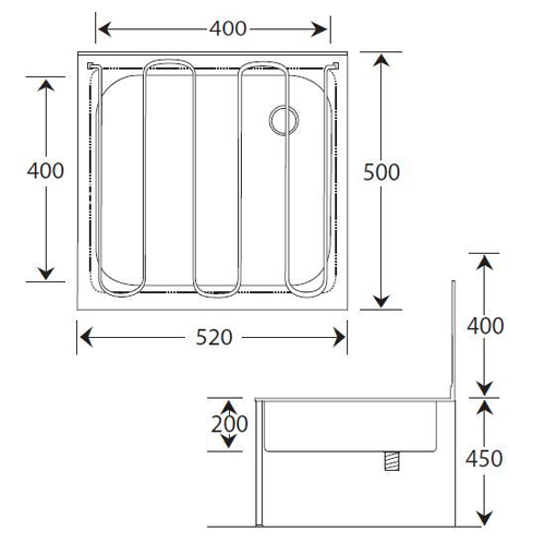 Additional image for Heavy Duty Bucket Sink With Front Legs 520mm (Stainless Steel).