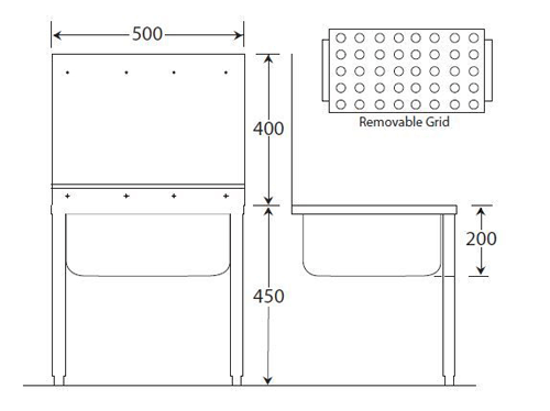 Additional image for Wall Bucket Sink With Legs & Grating 500mm (Stainless Steel).