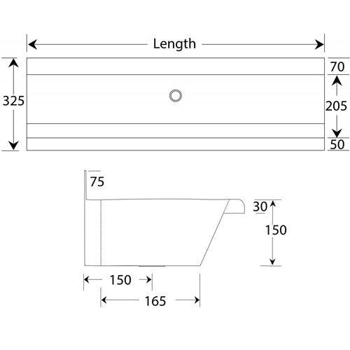 Additional image for Compact Wall Mounted Wash Trough 1200mm (Stainless Steel).