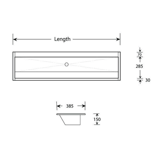 Additional image for Inset Wash Trough With Tap Ledge 1150mm (Stainless Steel).