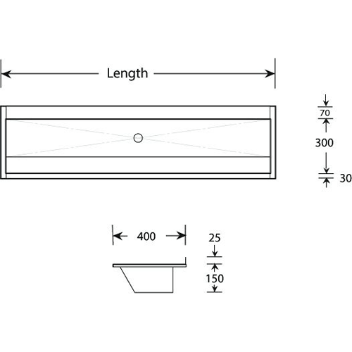 Additional image for Sit On Wash Trough With Tap Ledge 1500mm (Stainless Steel).